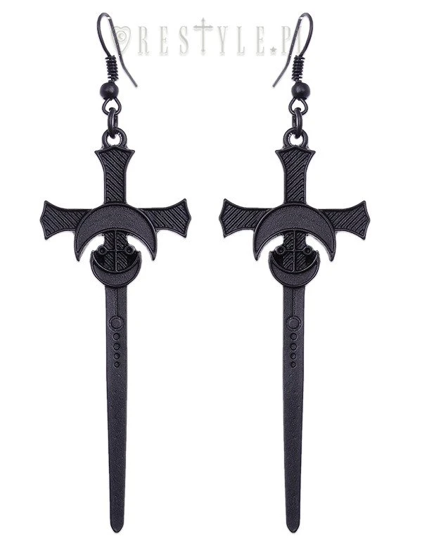 Restyle Earrings Black Sword