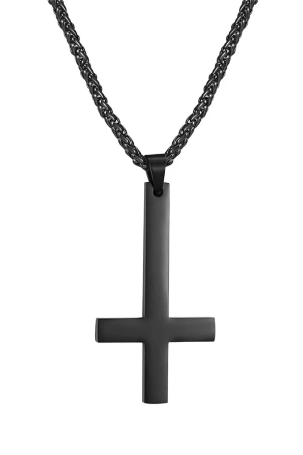 Easure Necklace Inverted Cross Black