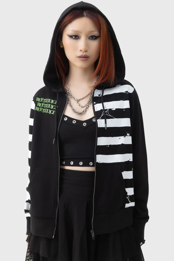 Killstar Hoodie Distressed Stripe